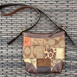 Coach Brown Leather Patchwork Cross Body Bag